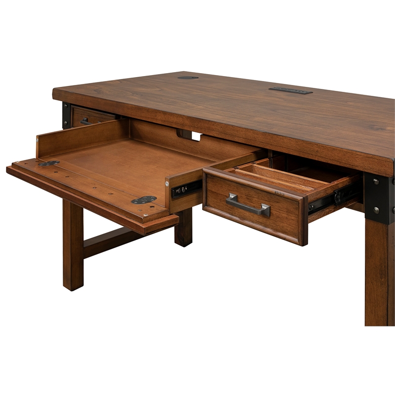 Bowery Hill Wood Brown Writing Desk Rectangular Finished 55