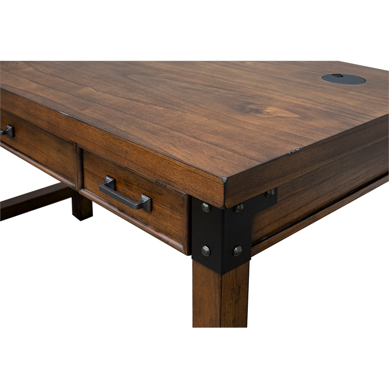 Bowery Hill Wood Brown Writing Desk Rectangular Finished 55