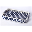 Bowery Hill Transitional Selena Rattan Bar Cart in Blue and White