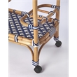 Bowery Hill Transitional Selena Rattan Bar Cart in Blue and White