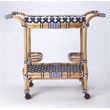 Bowery Hill Transitional Selena Rattan Bar Cart in Blue and White