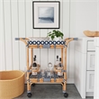 Bowery Hill Transitional Selena Rattan Bar Cart in Blue and White