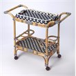 Bowery Hill Transitional Selena Rattan Bar Cart in Blue and White