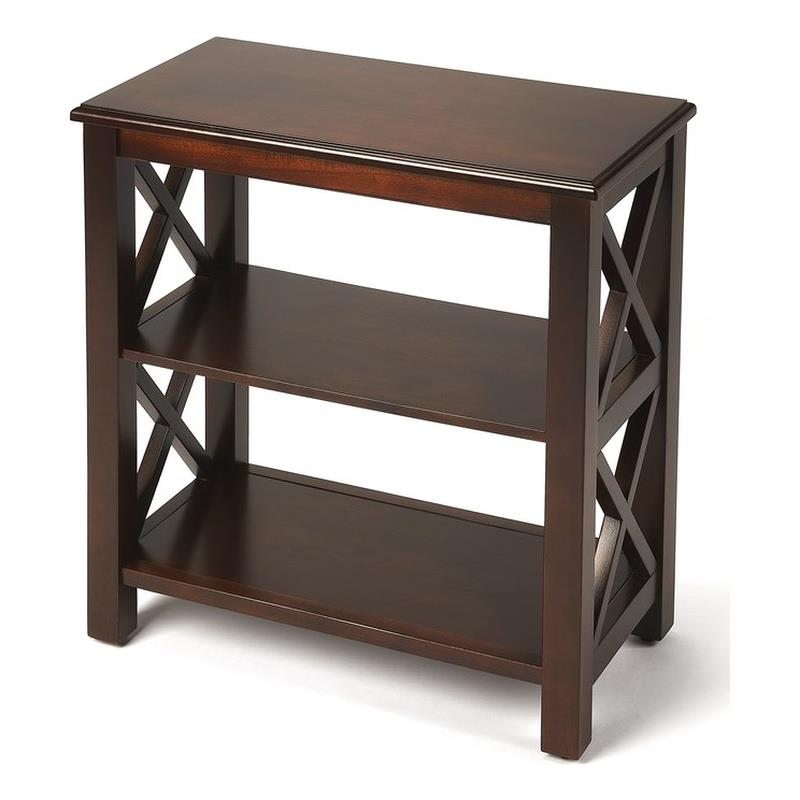 Bowery Hill Transitional Wood 2 Shelf Petite Bookcase in Cherry
