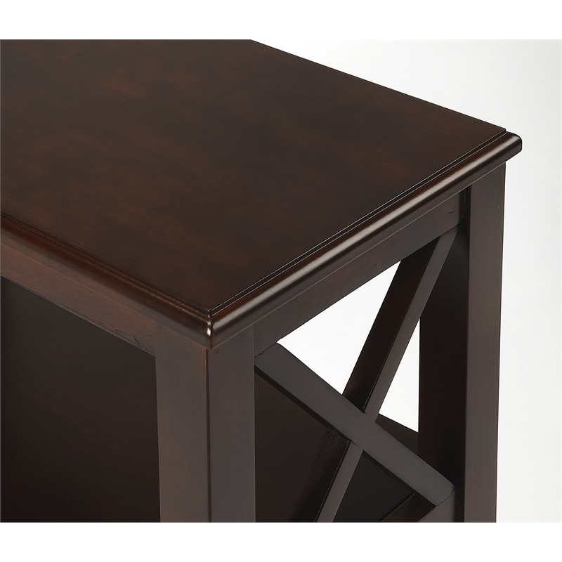 Bowery Hill Transitional Wood 2 Shelf Petite Bookcase in Cherry