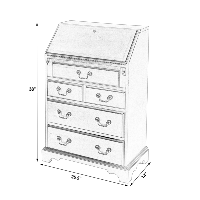 Bowery Hill Wood Cherry Finish Traditional Drop Front Secretary in