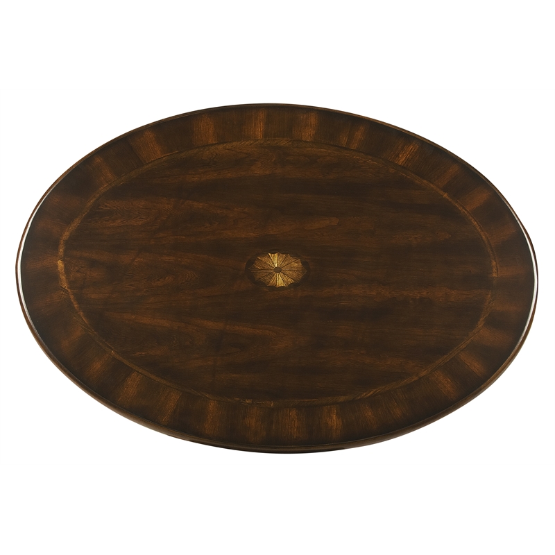 Bowery Hill Traditional Wood Brown Finish Oval Cocktail Table
