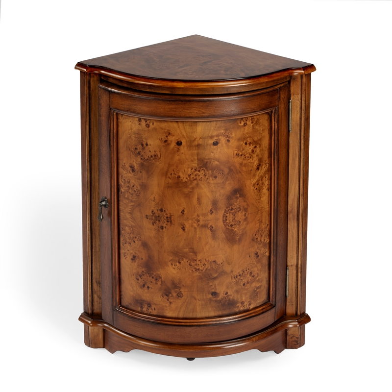 Bowery Hill Transitional End Table Coffee Accent Table Triangle in Wood - Brown