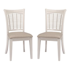 Bowery Hill 19&quot Coastal Wood Dining Chairs in White (Set of 2)