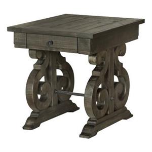 Bowery Hill Modern styled Wood End Table in Peppercorn Pine Finish