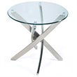 Bowery Hill Modern styled Glass Chrome Finish Round End Table