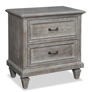 Bowery Hill Pine Dovetail Gray Nightstand Rectangular 2 Drawers 29&quot