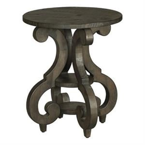 Bowery Hill Pine Peppercorn Accent End Table Round 22&quot Unassembled
