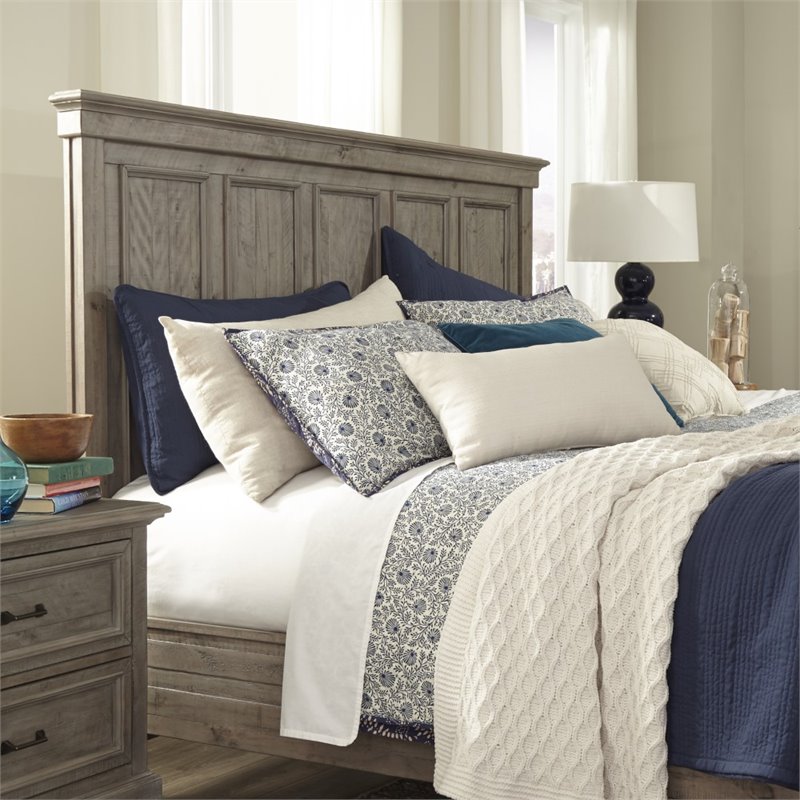 Bowery Hill Modern Wood King Panel Headboard in Dovetail Gray