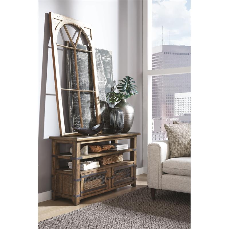Bowery Hill Farmhouse Wood Brown Finish Rectangular Sofa Table