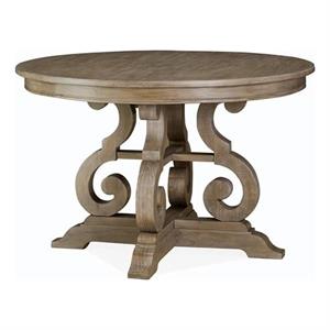 Bowery Hill Traditional Wood Top Gray Tinley Park 48&quot Round Dining Table