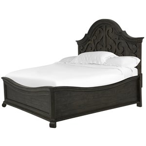Bowery Hill Wood Pine Traditional Peppercorn California King Shaped Panel Bed