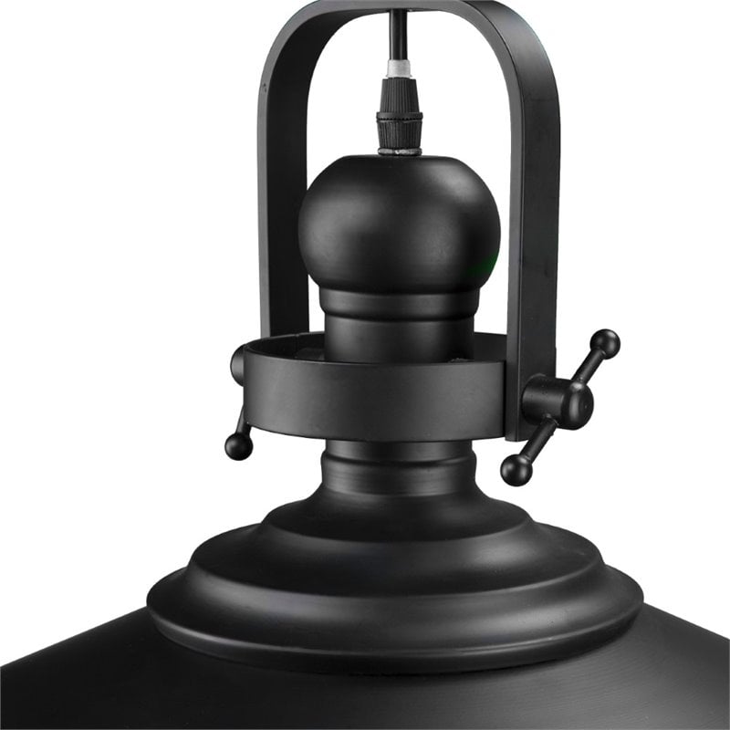 Bowery Hill Modern Industrial Bell Pendant Lamp in Black Finish