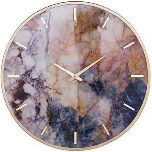 Bowery Hill Modern Engineered Wood Round Gold Frame Wall Clock