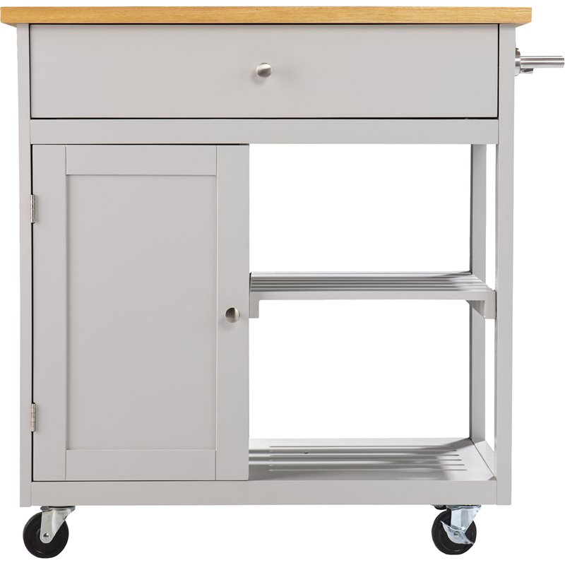 Bowery Hill Modern Wooden Kitchen Cart in Cool Gray and Natural