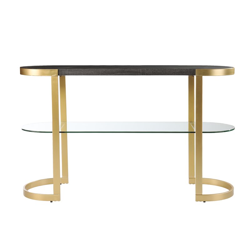 Bowery Hill Contemporary Wood-Metal Console Table in Black-Gold