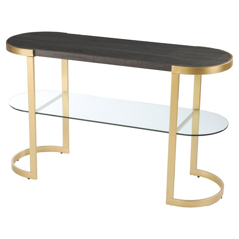 Bowery Hill Contemporary Wood-Metal Console Table in Black-Gold