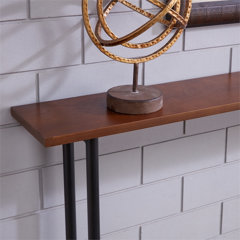 Bowery Hill Modern Console Table in Matte Black-Espresso Finish