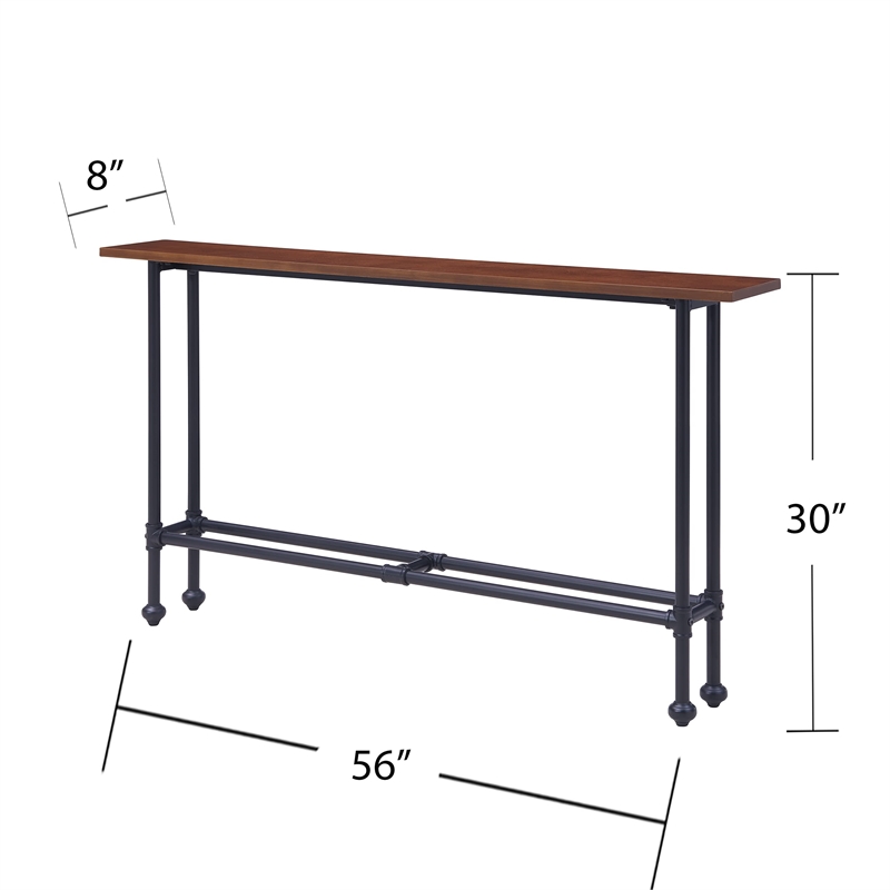 Bowery Hill Modern Console Table in Matte Black-Espresso Finish