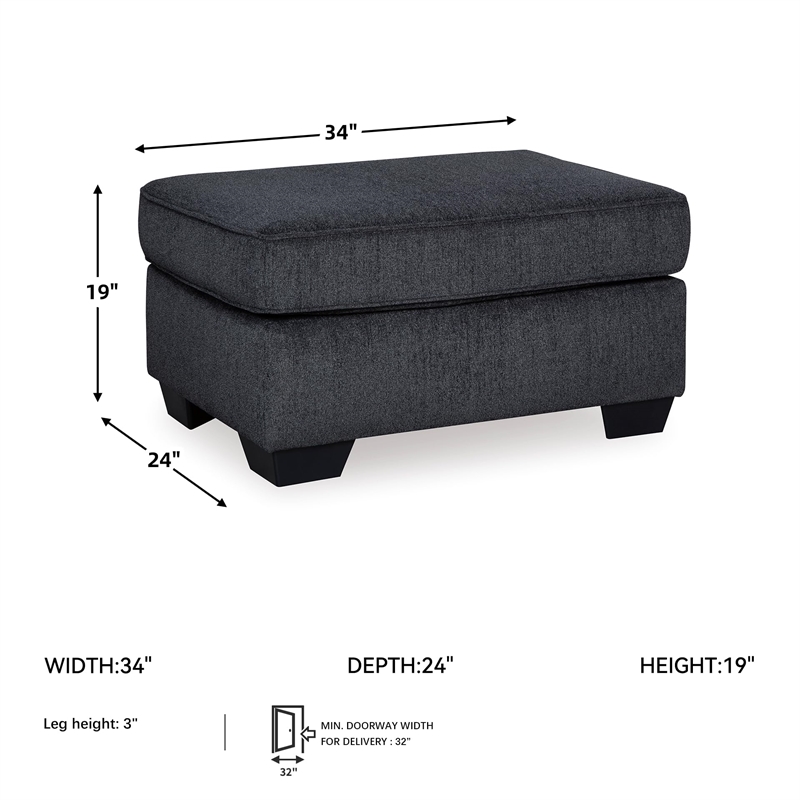Bowery Hill Modern / Contemporary Fabric Gray Finish Ottoman