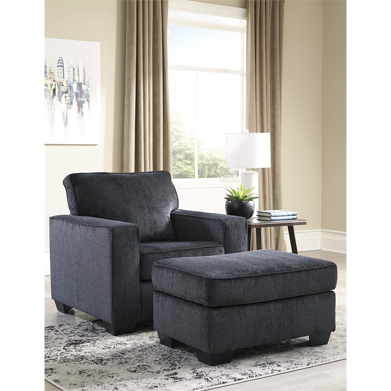 Bowery Hill Modern / Contemporary Fabric Gray Finish Ottoman