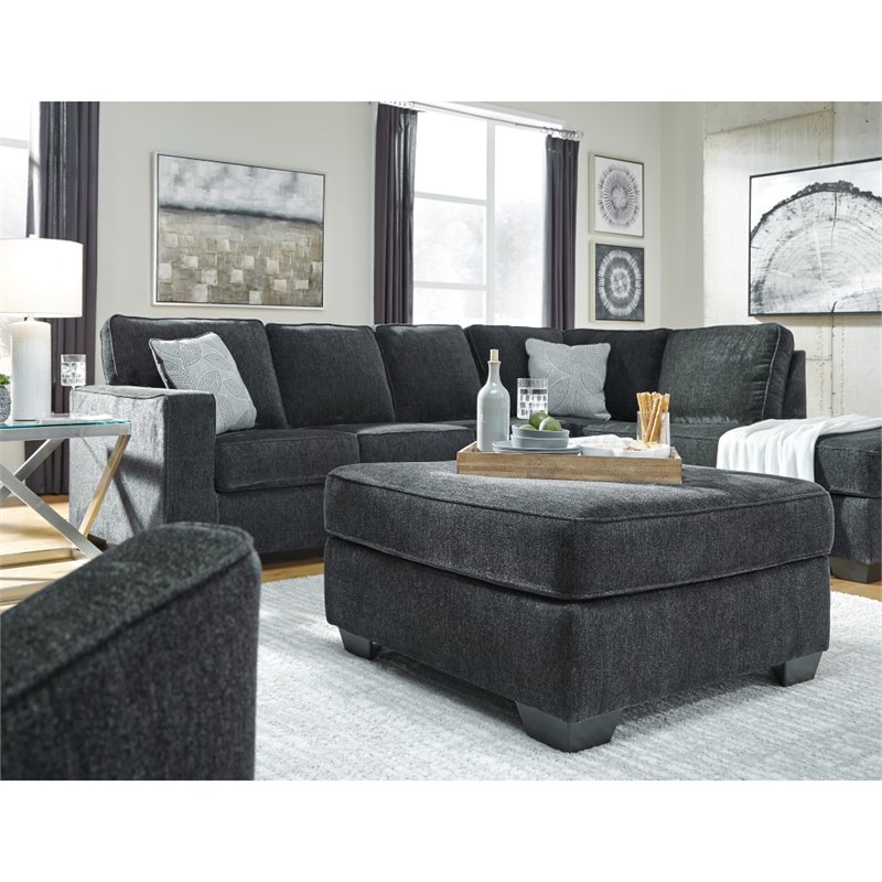 Bowery Hill Contemporary Fabric Gray Oversized Accent Ottoman