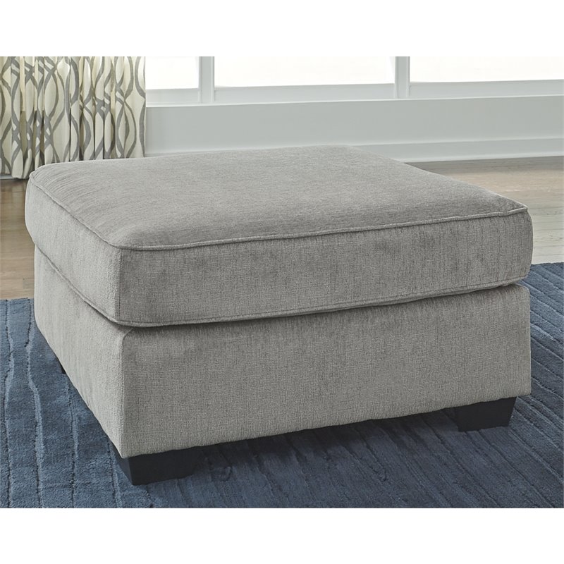 Bowery Hill Polyester Gray Ottoman Square 36