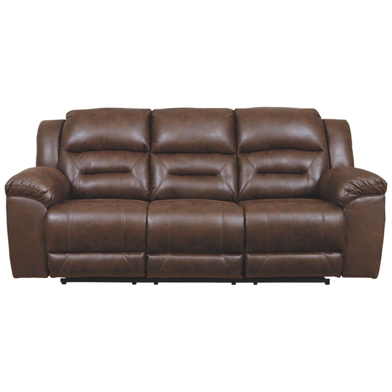 Bowery Hill Faux Leather Chocolate Reclining Sofa Rectangular Power Control 93