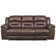 Bowery Hill Faux Leather Chocolate Reclining Sofa Rectangular Power Control 93