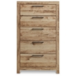 Bowery Hill Contemporary 5-Drawer Wood Chest in Tan/Golden Rustic