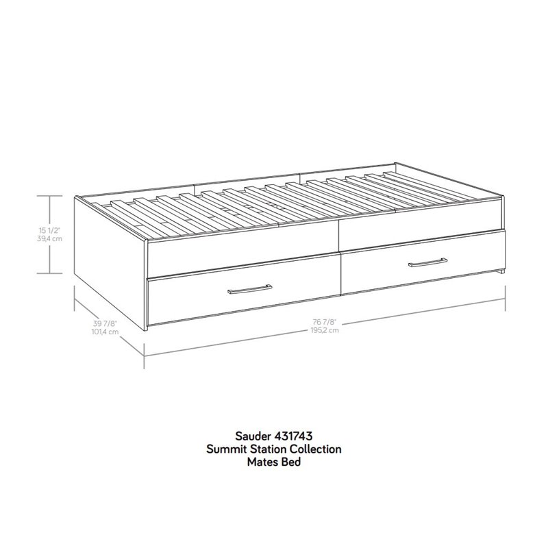 Bowery Hill Modern Engineered Wood Twin Mates Bed in Pebble Pine