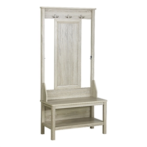 Bowery Hill Contemporary Wood Hall Tree And Shoe Bench in Gray