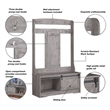Bowery Hill Transitional Hall Tree and Shoe Bench in Gray Finish