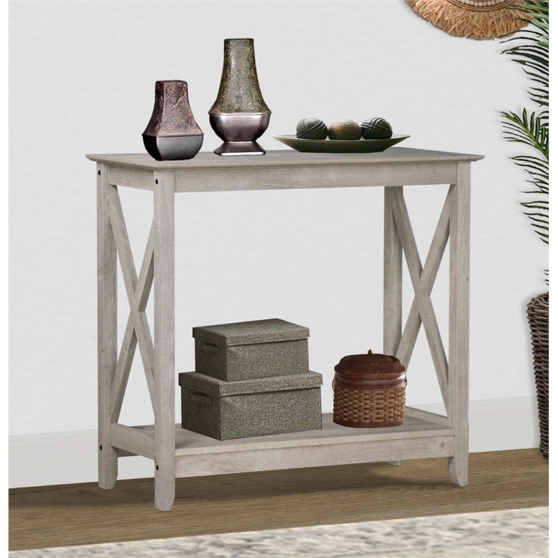 Bowery Hill Modern Farmhouse Console Table in Washed Gray Finish