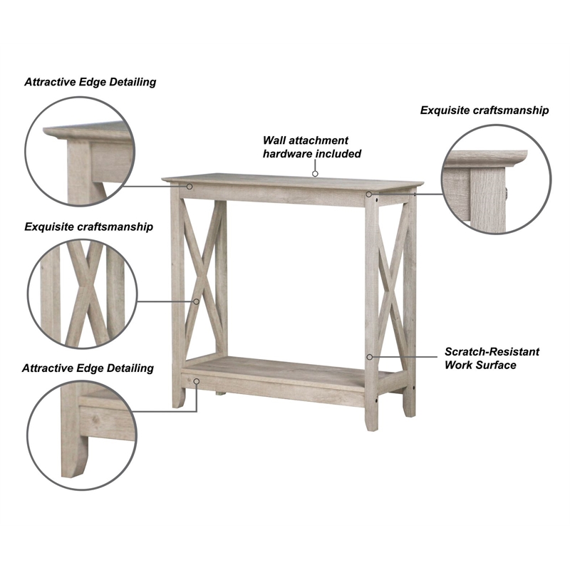 Bowery Hill Modern Farmhouse Console Table in Washed Gray Finish