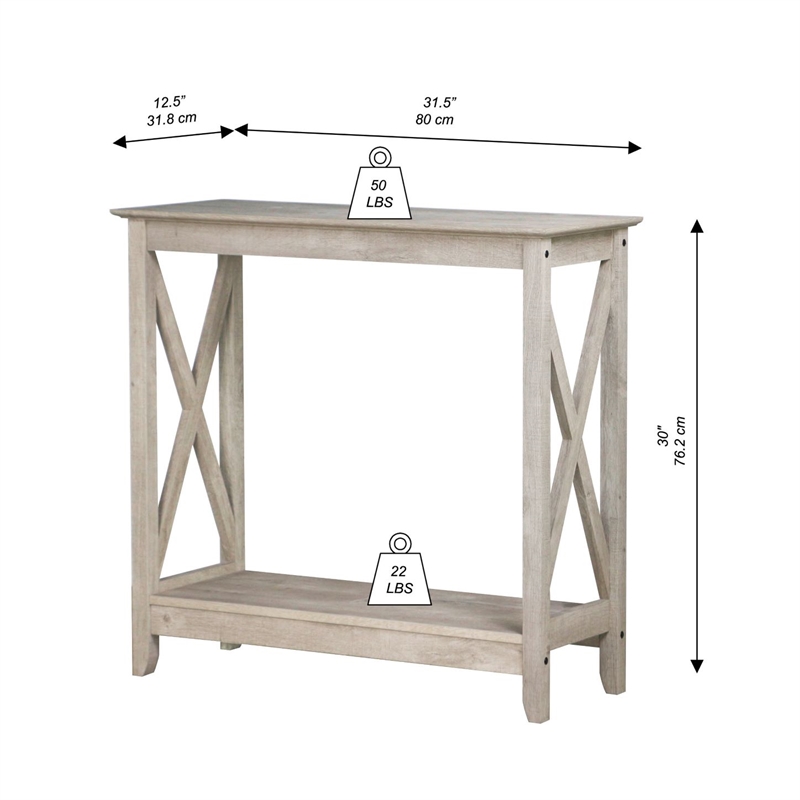 Bowery Hill Modern Farmhouse Console Table in Washed Gray Finish