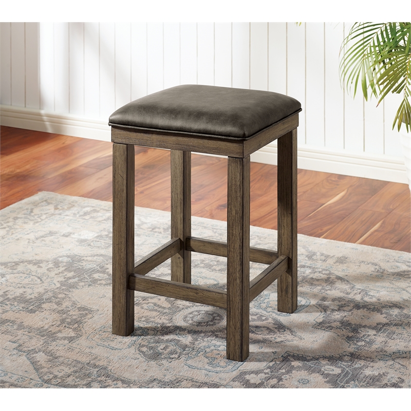 Bowery Hill 4-Piece Light Walnut Wood Counter Height Dining Set
