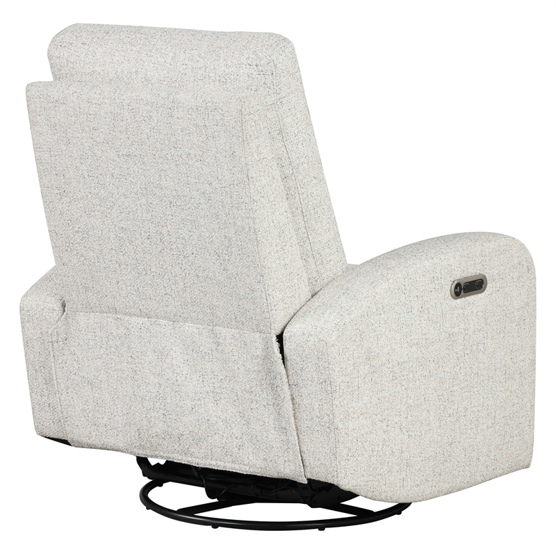 Bowery Hill Fabric Power Swivel Glider Recliner in Cream