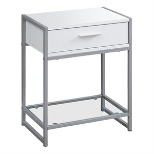 Bowery Hill Accent Table Side End Nightstand Lamp Bedroom Metal Laminate White