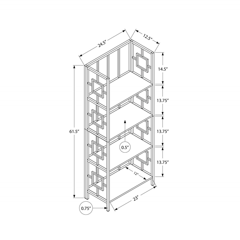 Bowery Hill Bookshelf Etagere Corner 4 Tier 62