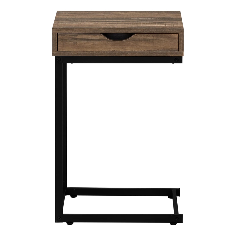 Bowery Hill Accent Table C-shaped End Side Snack Living Room Bedroom Metal Brown