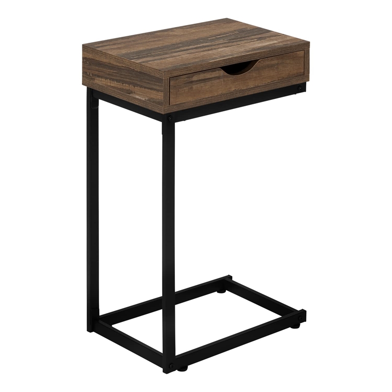 Bowery Hill Accent Table C-shaped End Side Snack Living Room Bedroom Metal Brown