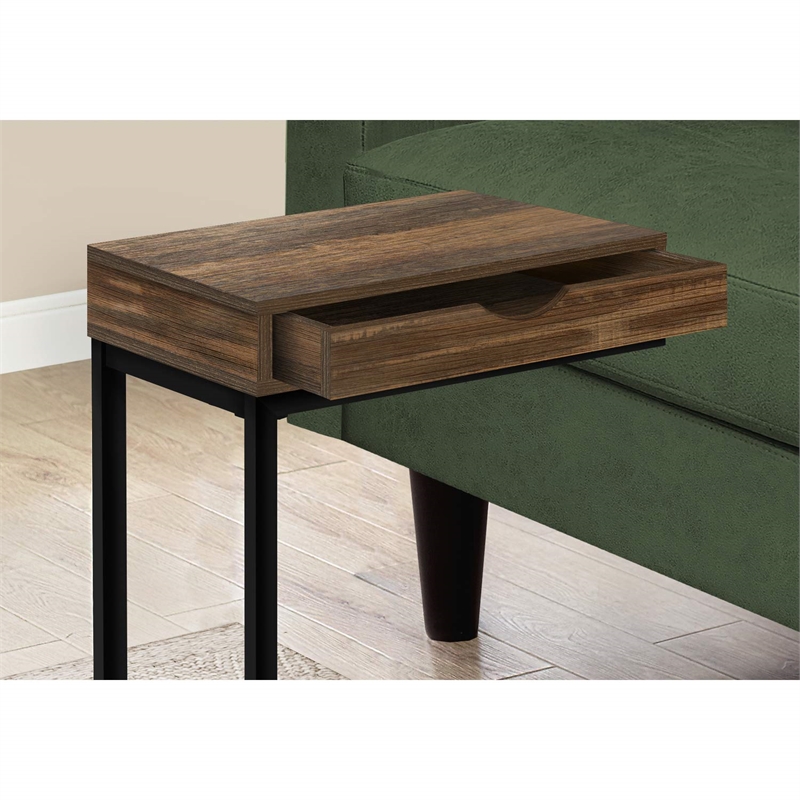 Bowery Hill Accent Table C-shaped End Side Snack Living Room Bedroom Metal Brown