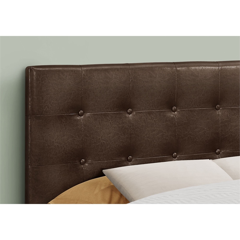 Bowery Hill Upholstered Brown Headboard Button-Tufted Full Size 47.5
