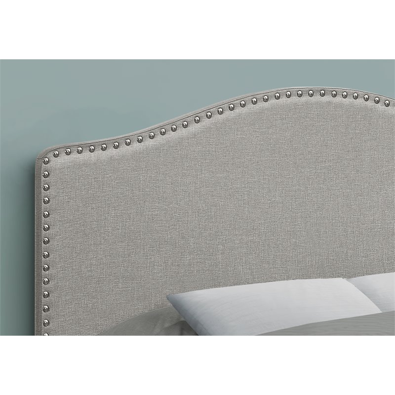 Bowery Hill Bed Headboard Only Full Size Bedroom Upholstered Linen Look Gray